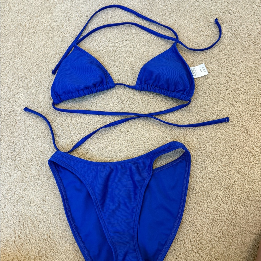 Target Royal Blue Ribbed Triangle Bikini Set